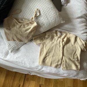 Ivory reformation cashmere cardigan set